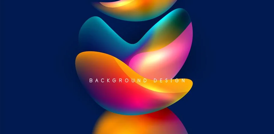 Fluid color liquid 3d elements abstract background Stock Illustration
