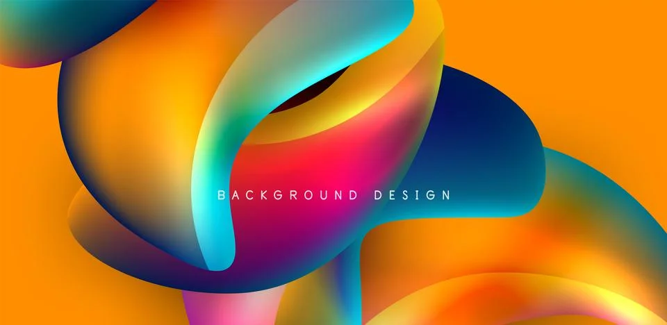 Fluid color liquid 3d elements abstract background Stock Illustration
