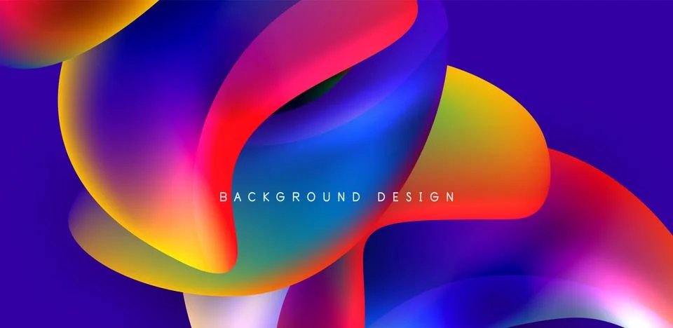 Fluid color liquid 3d elements abstract background Illustrazione stock