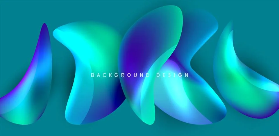 Fluid color liquid 3d elements abstract background Stock Illustration