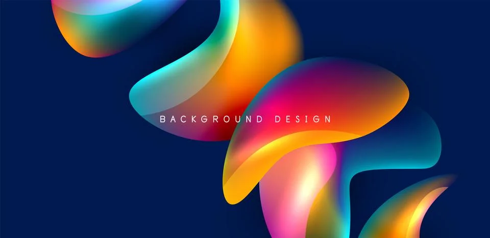 Fluid color liquid 3d elements abstract background Illustrazione stock