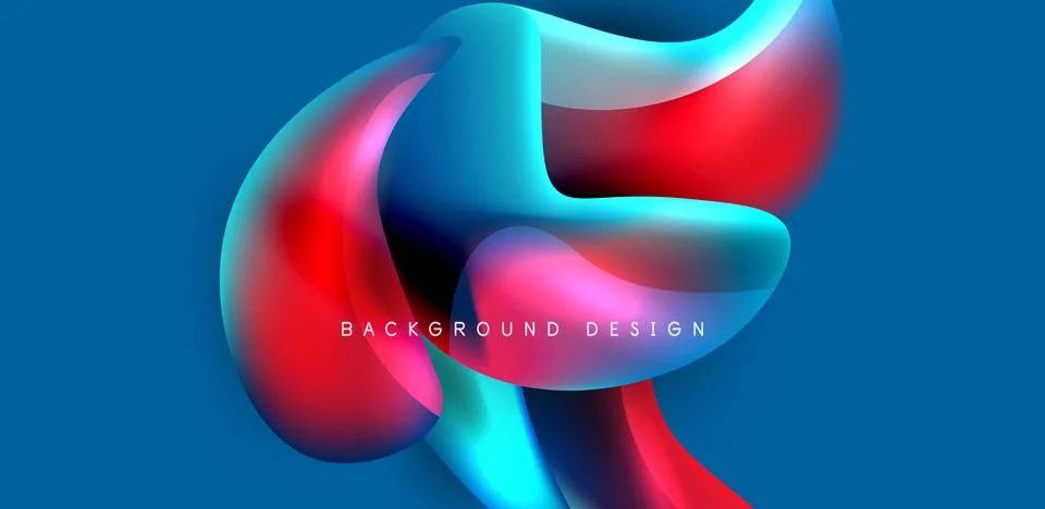 Fluid color liquid 3d elements abstract background Illustrazione stock