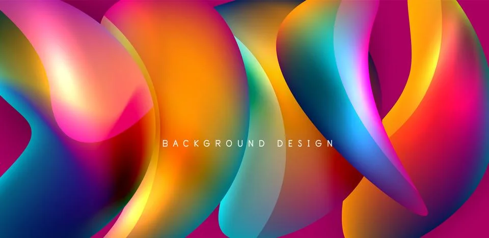 Fluid color liquid 3d elements abstract background Stock Illustration