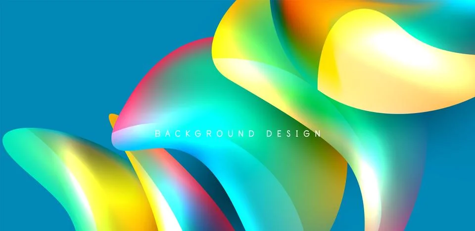Fluid color liquid 3d elements abstract background Stock Illustration