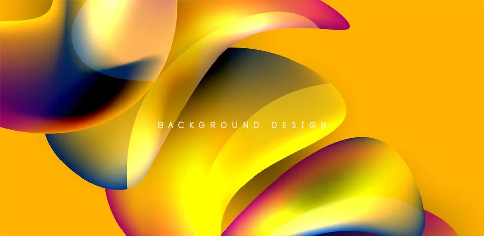 Fluid color liquid 3d elements abstract background Stock Illustration