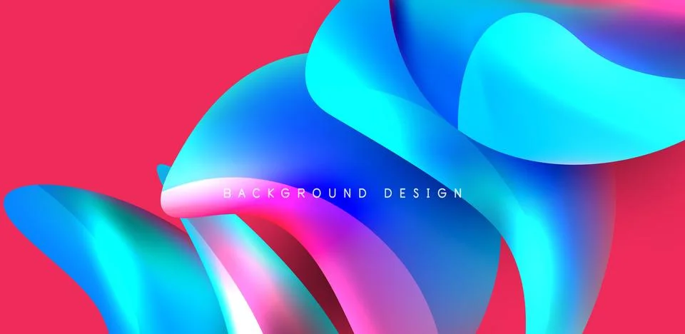Fluid color liquid 3d elements abstract background Stock Illustration