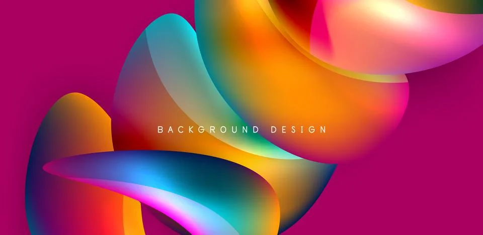 Fluid color liquid 3d elements abstract background Stock Illustration