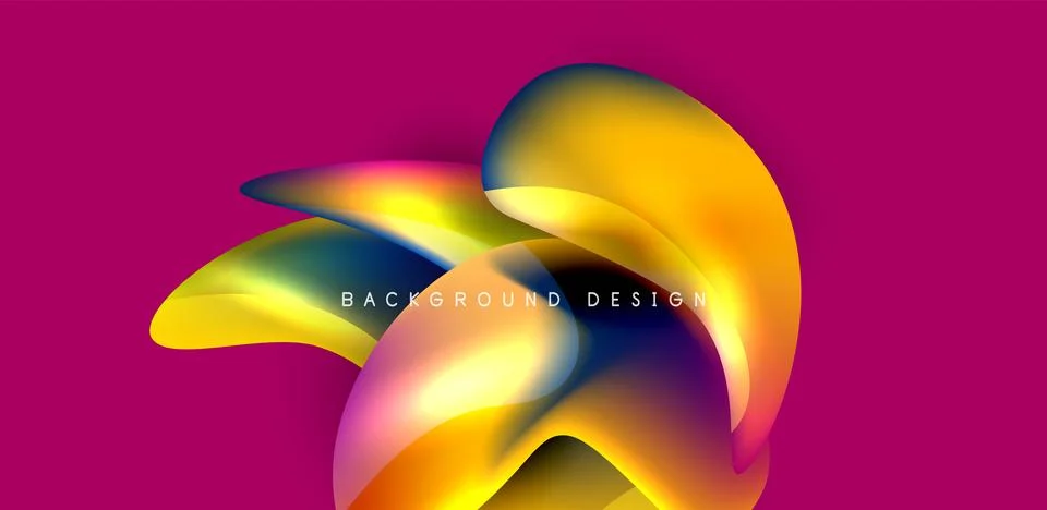 Fluid color liquid 3d elements abstract background Stock Illustration