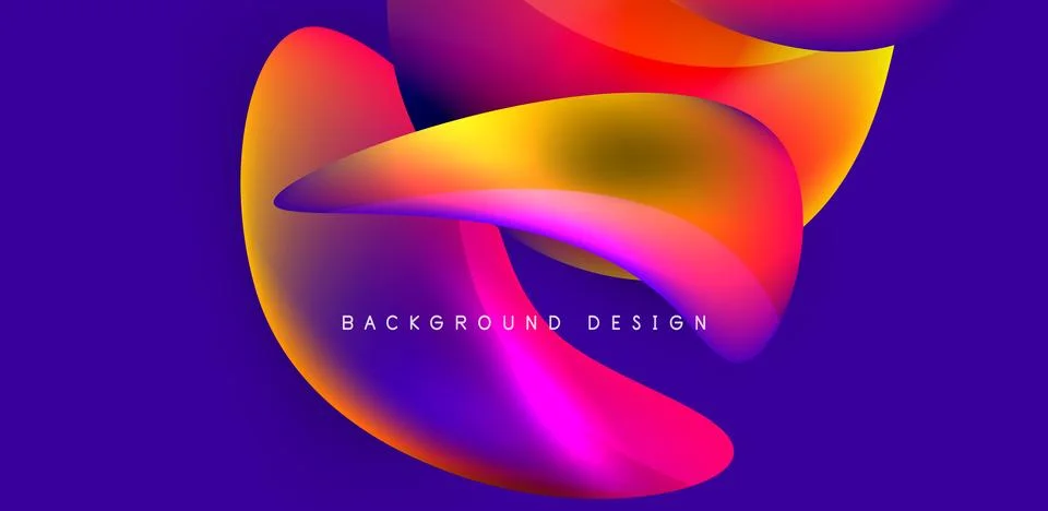 Fluid color liquid 3d elements abstract background Stock Illustration