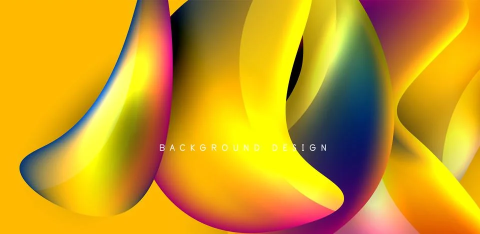 Fluid color liquid 3d elements abstract background Stock Illustration
