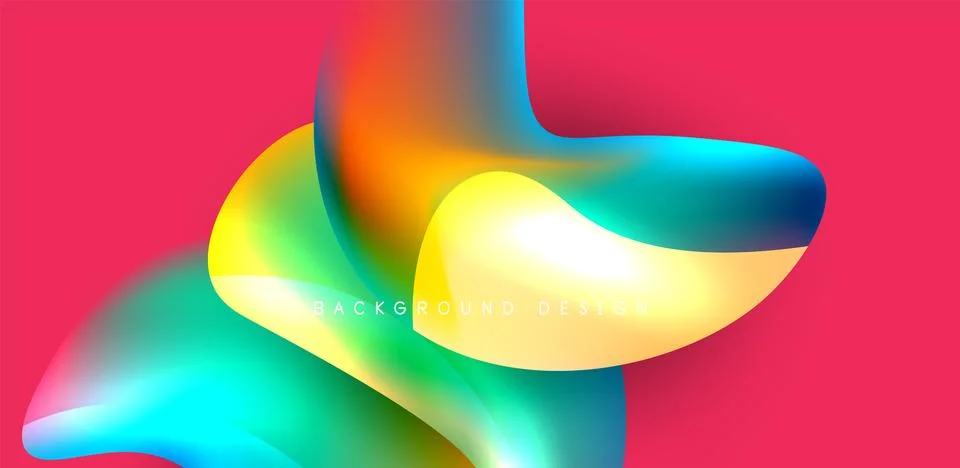 Fluid color liquid 3d elements abstract background Illustrazione stock