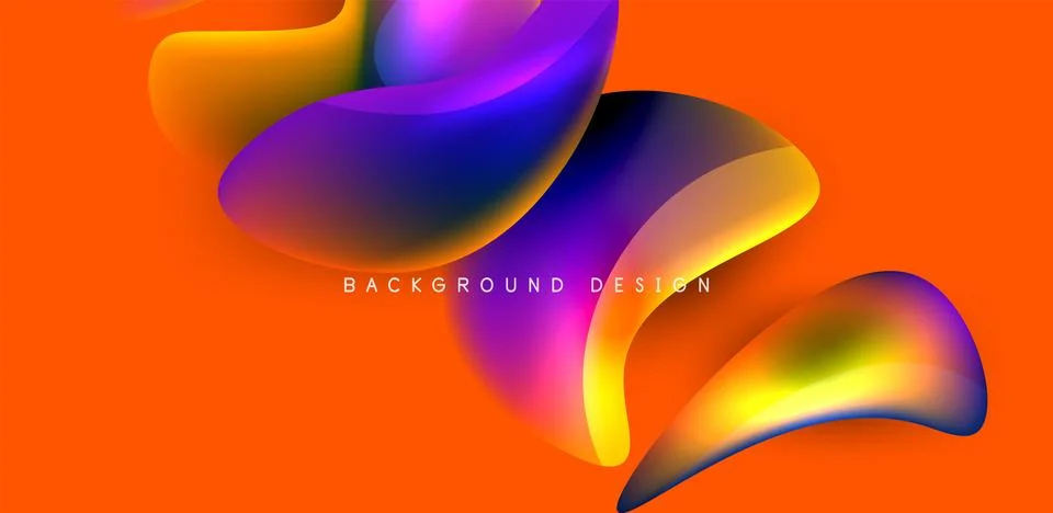 Fluid color liquid 3d elements abstract background Illustrazione stock