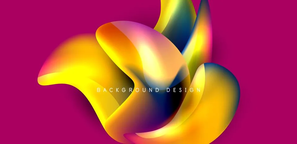 Fluid color liquid 3d elements abstract background Stock Illustration