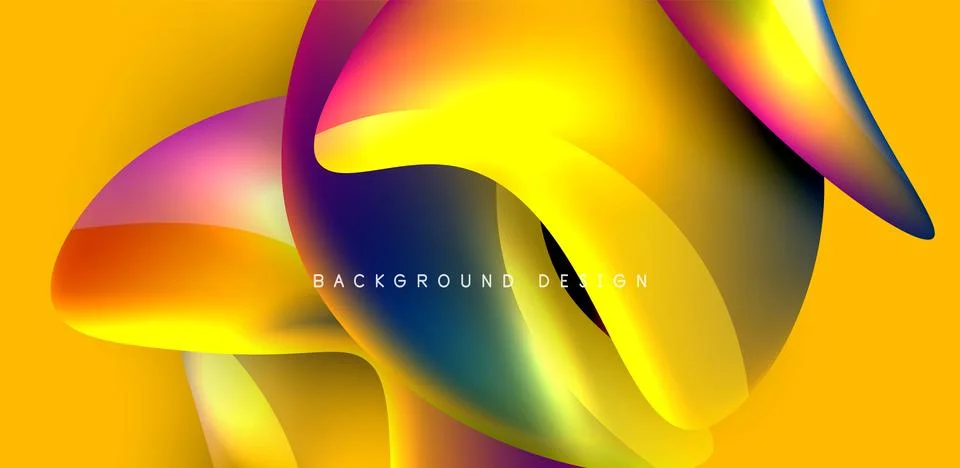 Fluid color liquid 3d elements abstract background Stock Illustration