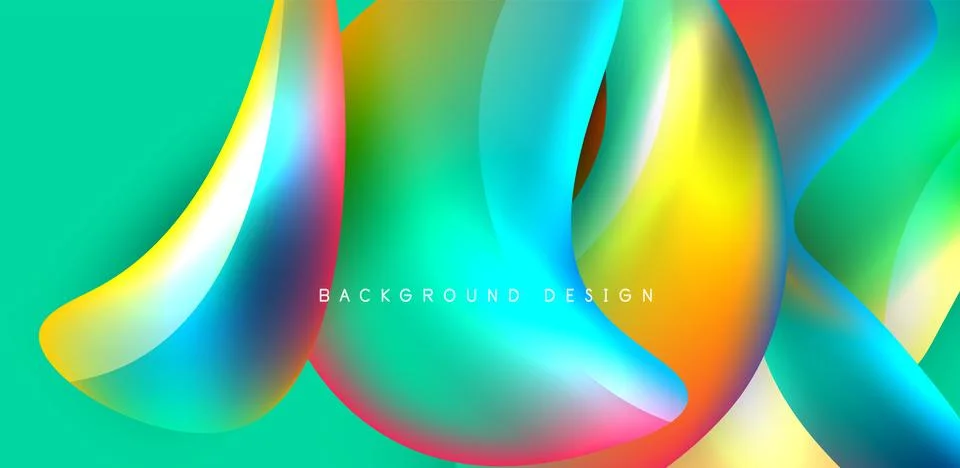 Fluid color liquid 3d elements abstract background Stock Illustration