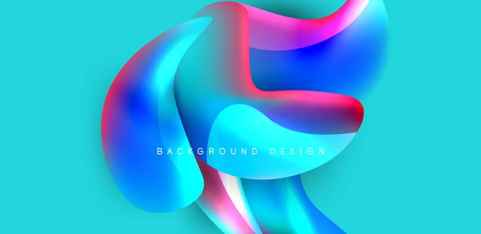 Fluid color liquid 3d elements abstract background Stock Illustration