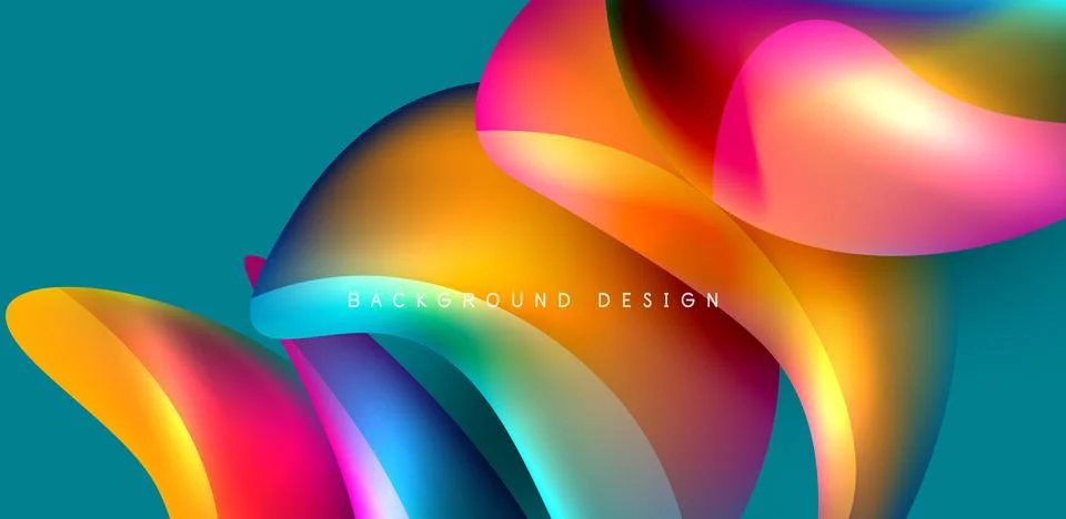 Fluid color liquid 3d elements abstract background Illustrazione stock