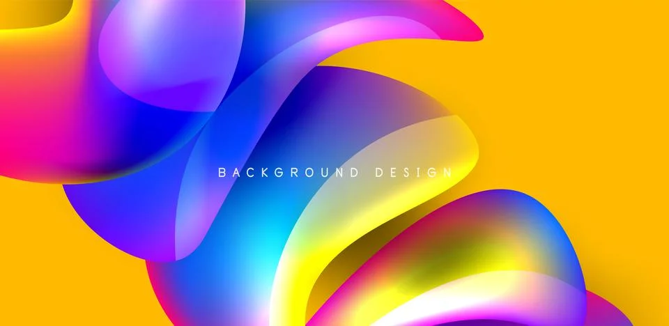 Fluid color liquid 3d elements abstract background Stock Illustration