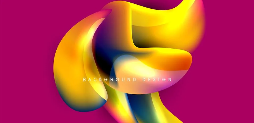 Fluid color liquid 3d elements abstract background Stock Illustration