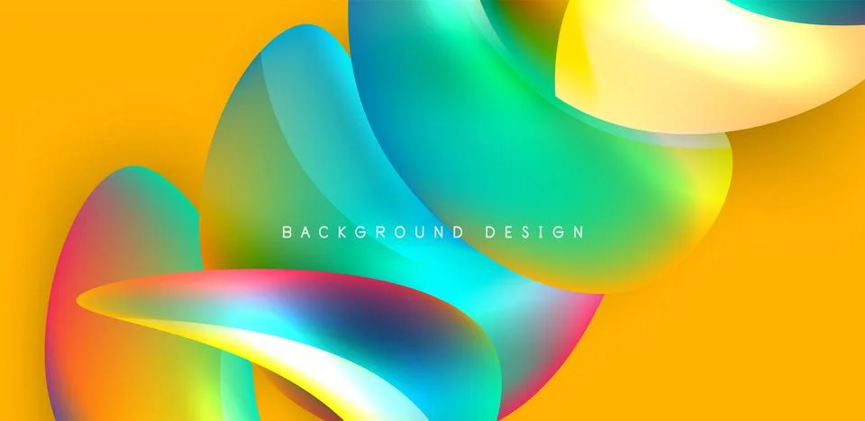 Fluid color liquid 3d elements abstract background Stock Illustration