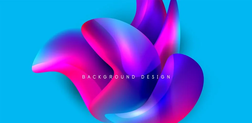 Fluid color liquid 3d elements abstract background Stock Illustration