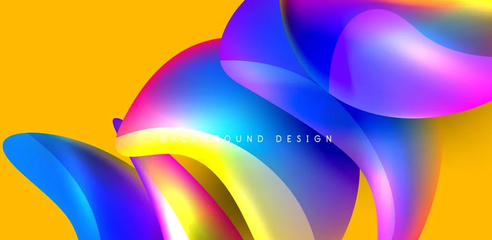 Fluid color liquid 3d elements abstract background Stock Illustration