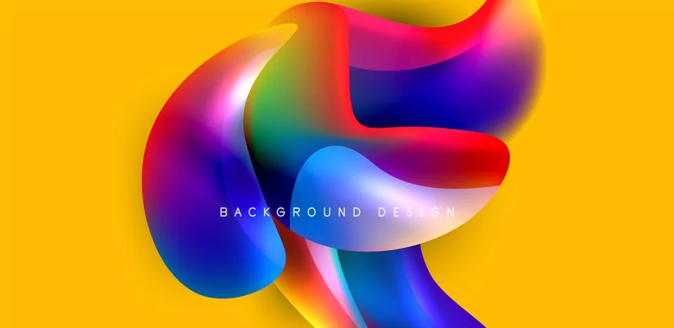 Fluid color liquid 3d elements abstract background Stock Illustration