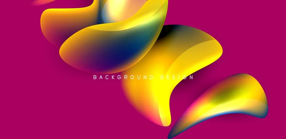 Fluid color liquid 3d elements abstract background Stock Illustration