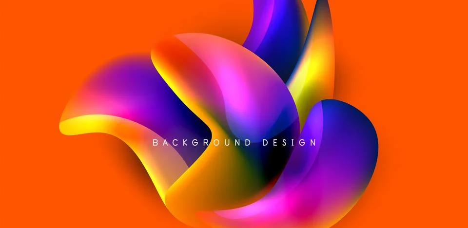 Fluid color liquid 3d elements abstract background Stock Illustration