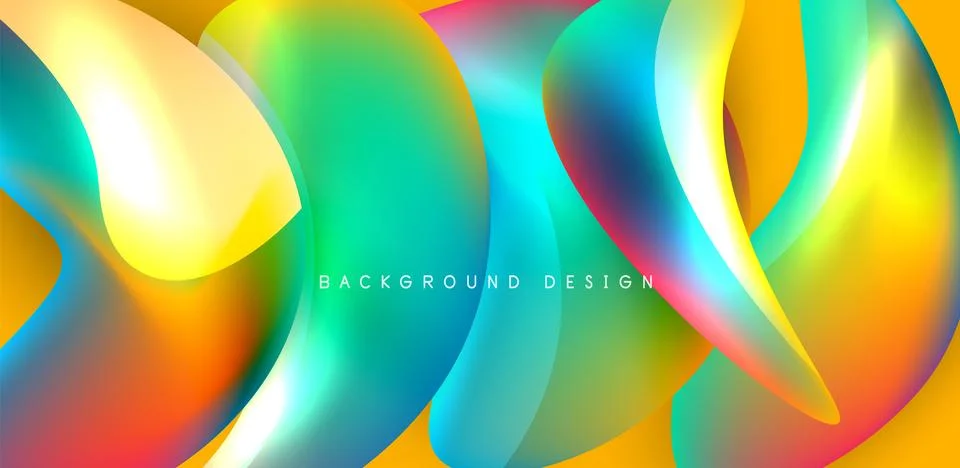 Fluid color liquid 3d elements abstract background Stock Illustration