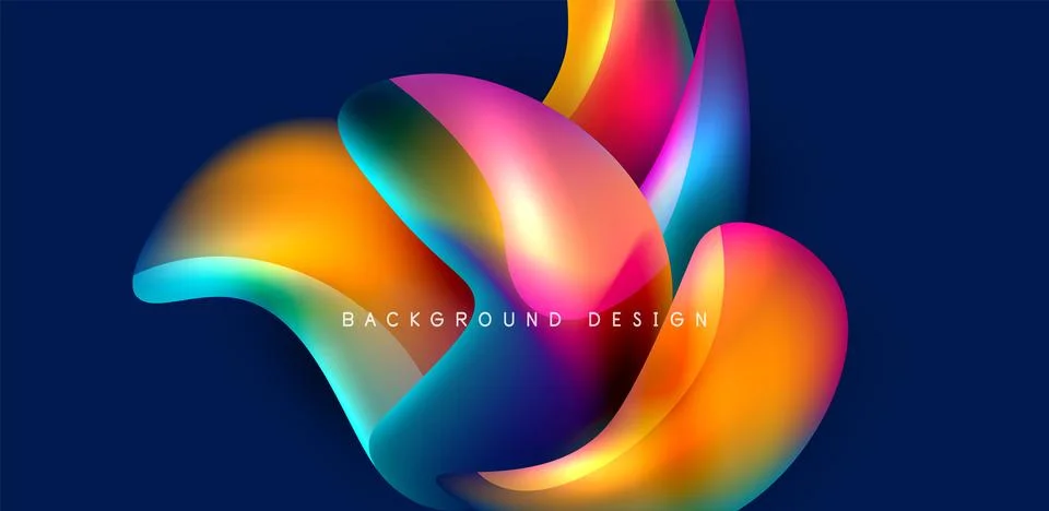 Fluid color liquid 3d elements abstract background Stock Illustration