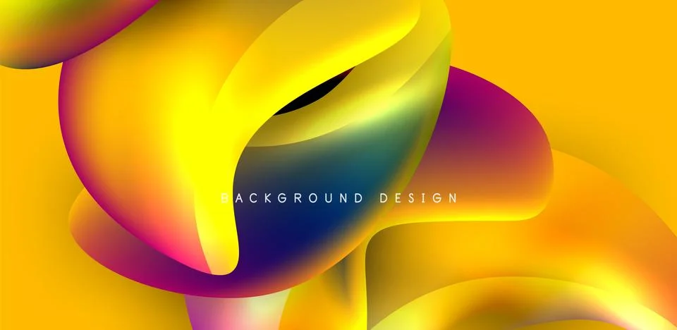 Fluid color liquid 3d elements abstract background Illustrazione stock