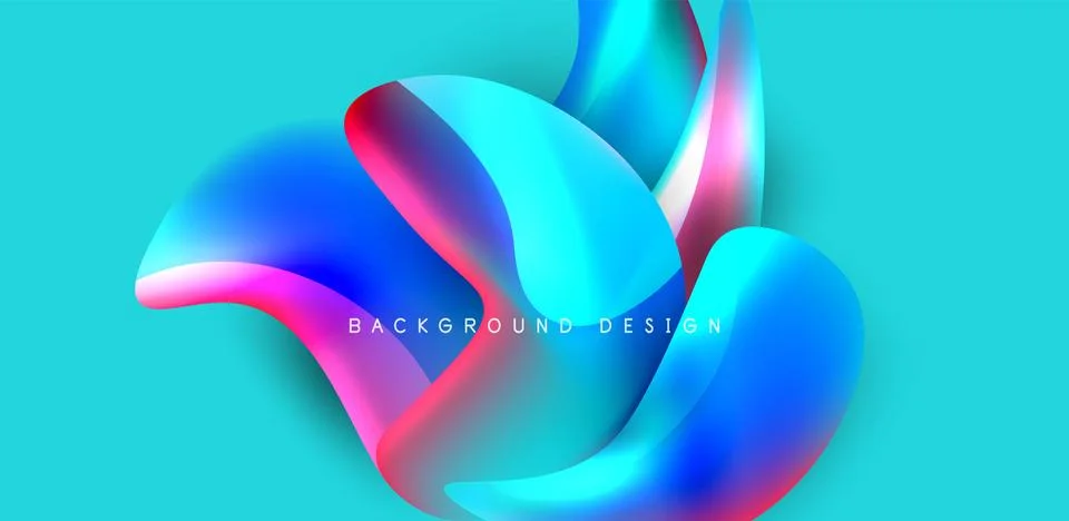 Fluid color liquid 3d elements abstract background Illustrazione stock
