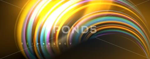 Fluid color rainbow style wave abstract background, techno modern design on Stock Illustration