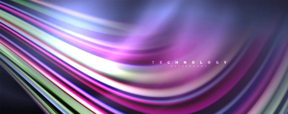 Fluid color waves with light effects, vector abstract background Illustrazione stock