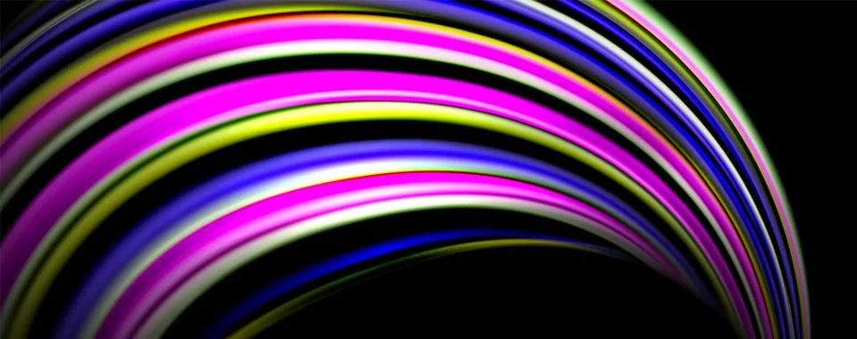 Fluid color waves with light effects, vector abstract background 库存插图