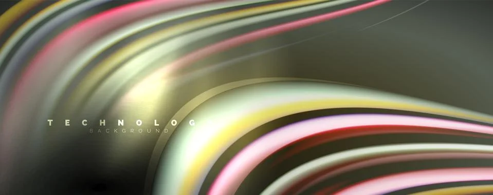 Fluid color waves with light effects, vector abstract background Stock Illustration