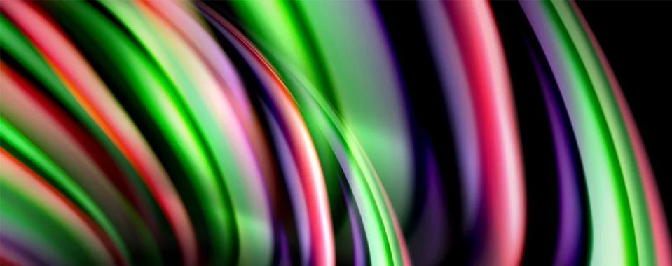 Fluid color waves with light effects, vector abstract background Stock Illustration