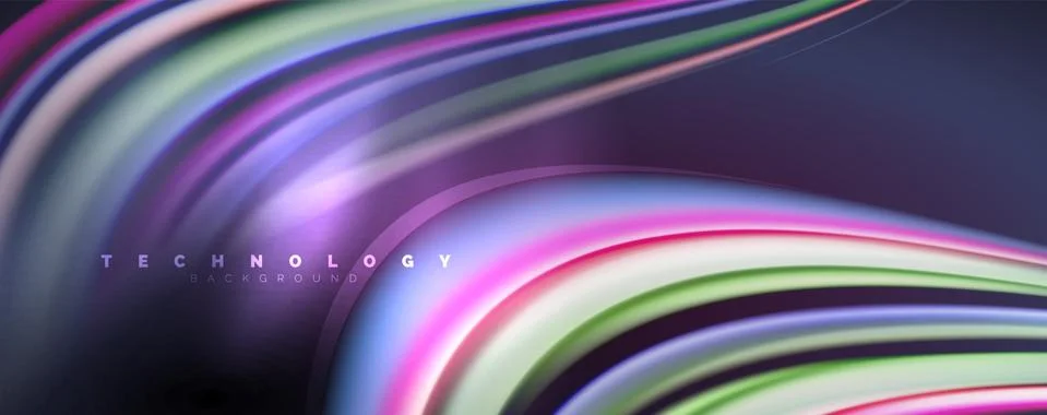 Fluid color waves with light effects, vector abstract background Stock Illustration