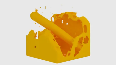 Fluid Cube - Yellow (HD+Alpha) Stock-Footage 32502882