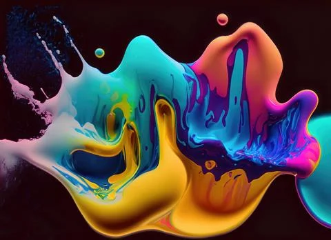 Fluid of different colors on a dark background Stock Photos