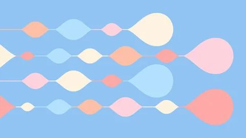 Fluid Drop Chains on Soft Blue Background Stock Illustration