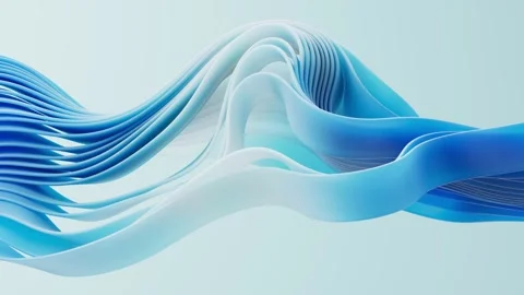 Fluid dynamic abstract wave motion subtle blue flowing ribbons elegant pres.. Stock Footage 327114381
