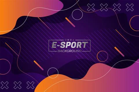 Fluid Dynamic E-Sports Concept Modern Background Purple Orange with Wavy Line Stock Illustration