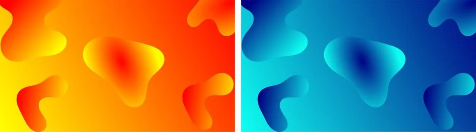 Fluid dynamic modern minimal vector background set of 2 in blue and orange .. Stock Illustration