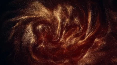 Fluid Dynamics Red and Gold Paint Mix in Water on Black Background Stock Footage 241362085