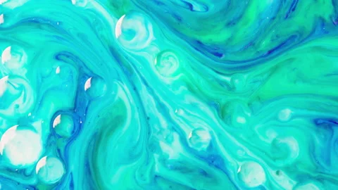 Fluid Flow Motion: Mesmerizing Blend of Blue, Green, Violet for Abstract White Stock Footage 265784145