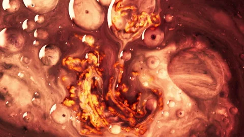 Fluid Flow Motion: Mesmerizing Orange and Black Color Fusion Texture Stock Footage 270043139
