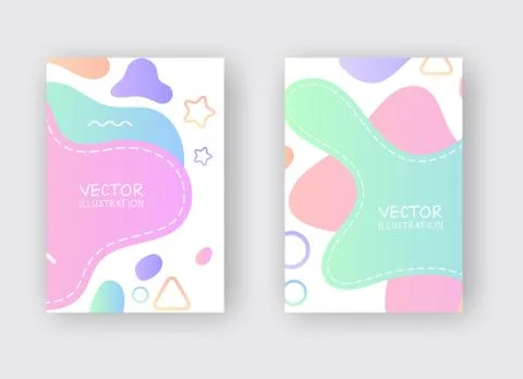 Fluid forms color covers set. Colorful bubble shapes composition. Stock Illustration