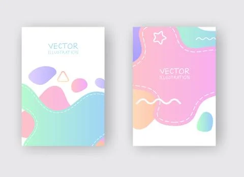 Fluid forms color covers set. Colorful bubble shapes composition. Stock Illustration